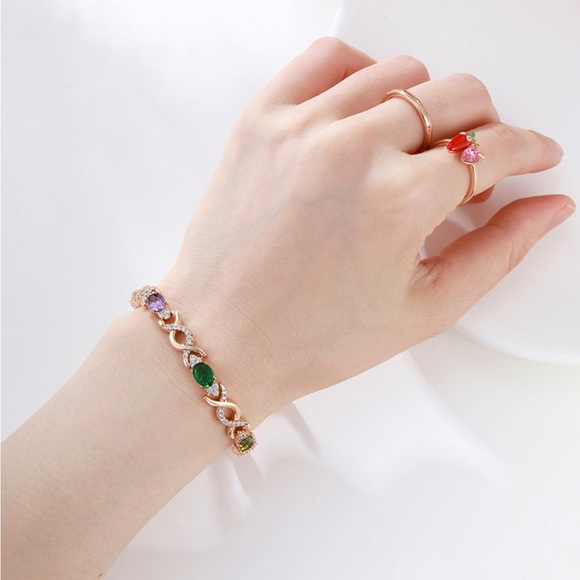 Tennis Bracelet | CZ Stone Wristband | 18K Gold Plated Luxury Jewelry - Picture 3 of 14